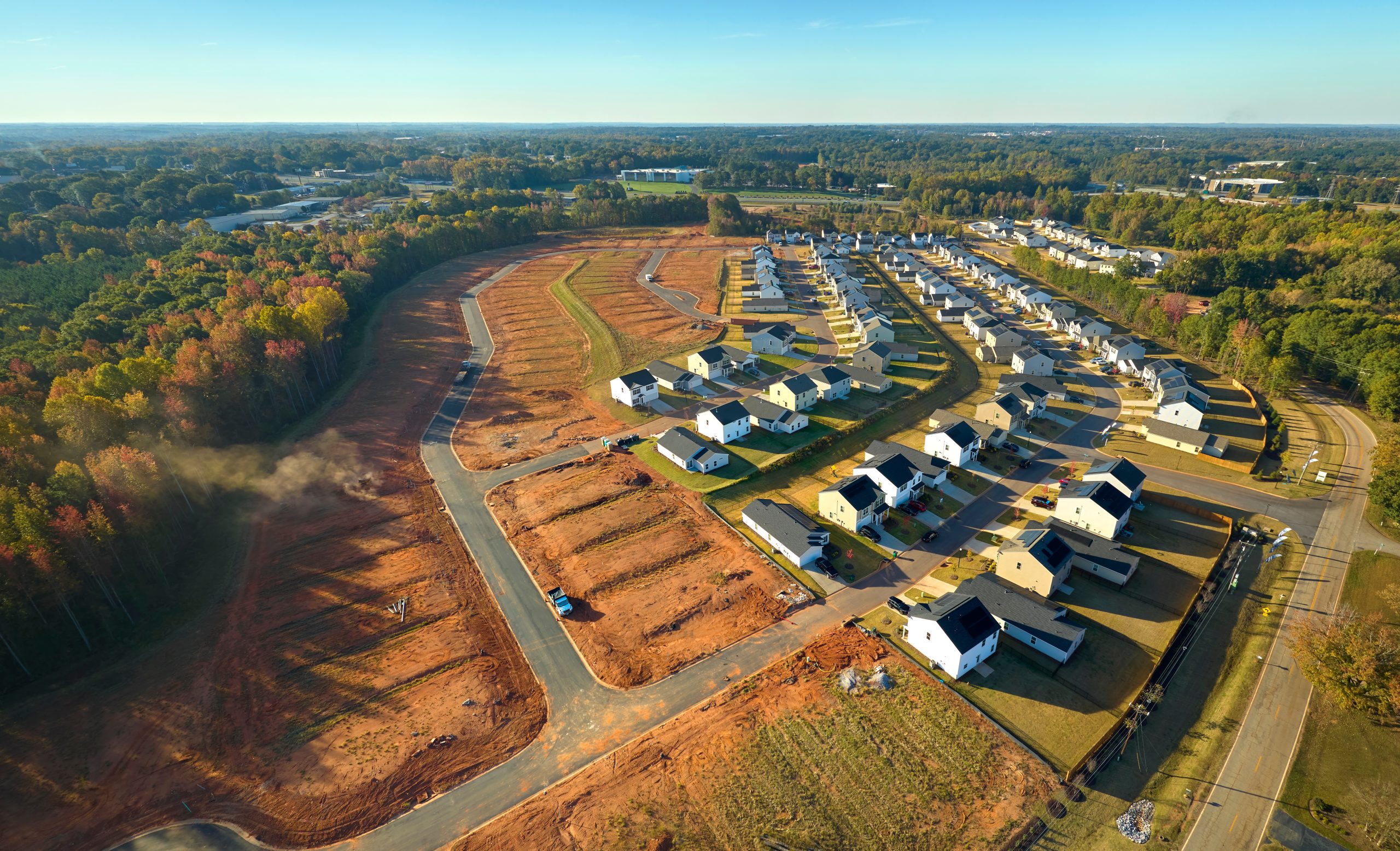 Aerial view of real estate development